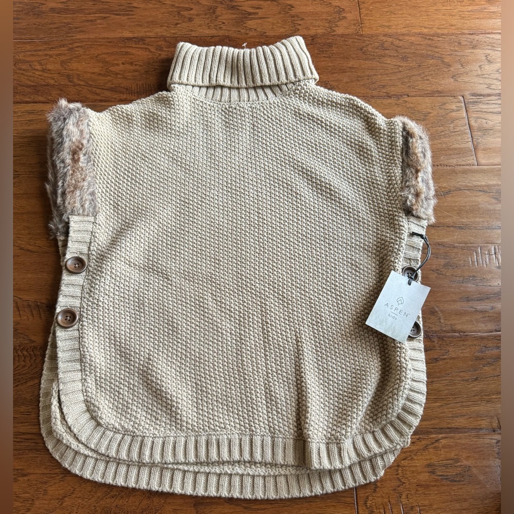 Aspen Kids Faux Fur Poncho Sweater